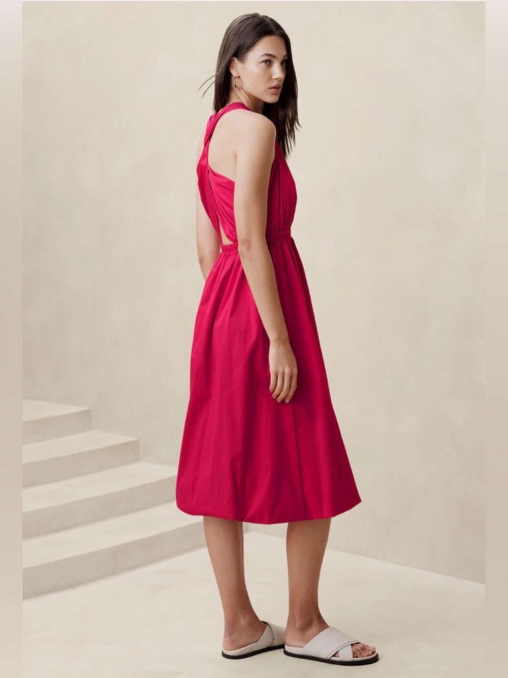 NWT- Banana Republic Factory Pink Midi Dress, Extra Large - Picture 2 of 9